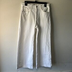 Gap High Rise Stride Wide Leg Ankle Crop Jeans Optic White 8/ 29R Stretch Comfy
